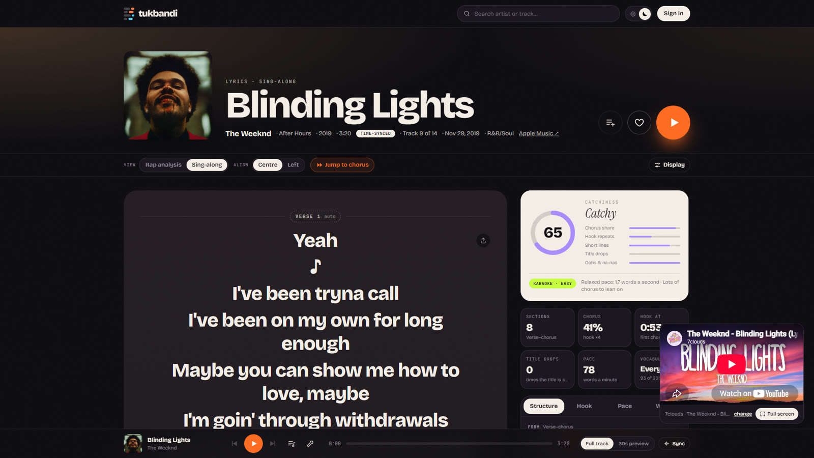 Sing-along mode on an R&B track