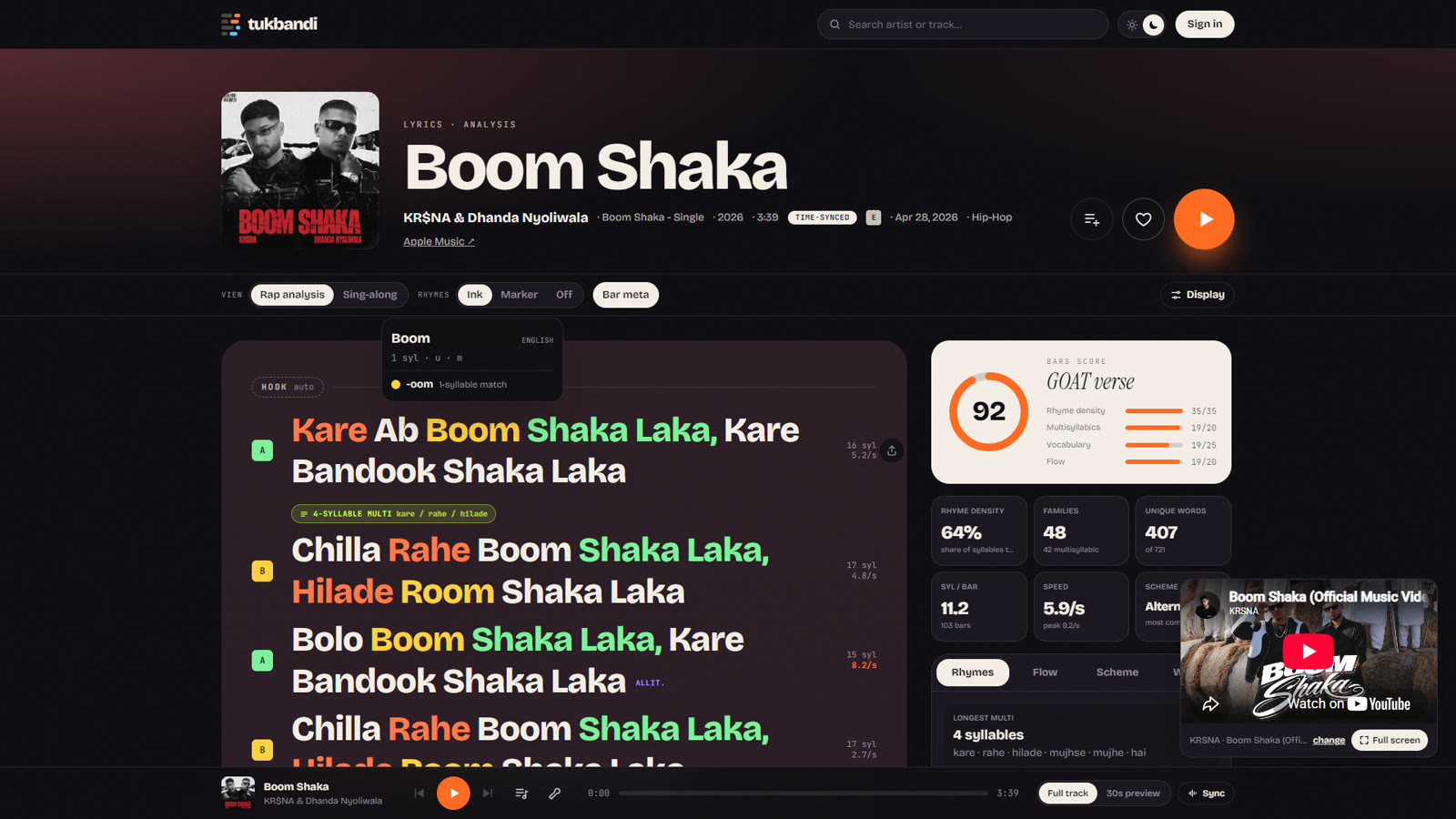 Tukbandi in dark mode